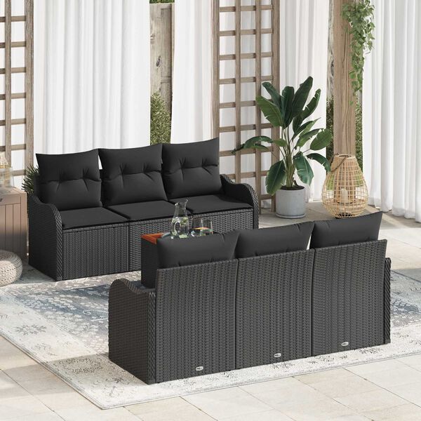 vidaXL Garden Sofa Set 7 pcs Black
