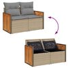 vidaXL 11 Piece Garden Sofa Set with Cushions Beige Poly Rattan Acacia