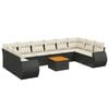 vidaXL 11 Piece Garden Sofa Set with Cushions Black Poly Rattan