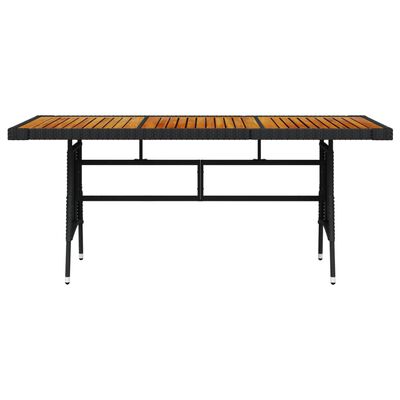 vidaXL Garden Table Black 160x70x72 cm Poly Rattan & Solid Acacia Wood
