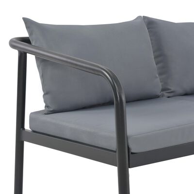 vidaXL 2 Seater Garden Bench with Cushions Grey Aluminium