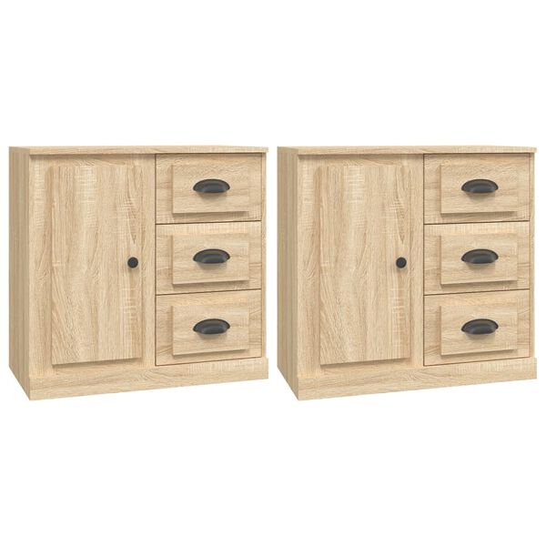 vidaXL Sideboards 2 pcs Sonoma Oak Engineered Wood