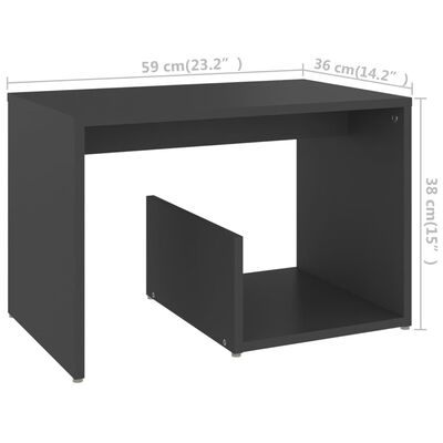 vidaXL Side Table Grey 59x36x38 cm Engineered Wood