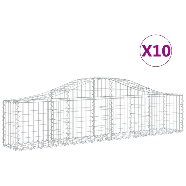 vidaXL Arched Gabion Baskets 10 pcs 200x30x40/60 cm Galvanised Iron