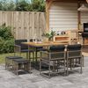 vidaXL 9 Piece Garden Dining Set with Cushions Grey Poly Rattan
