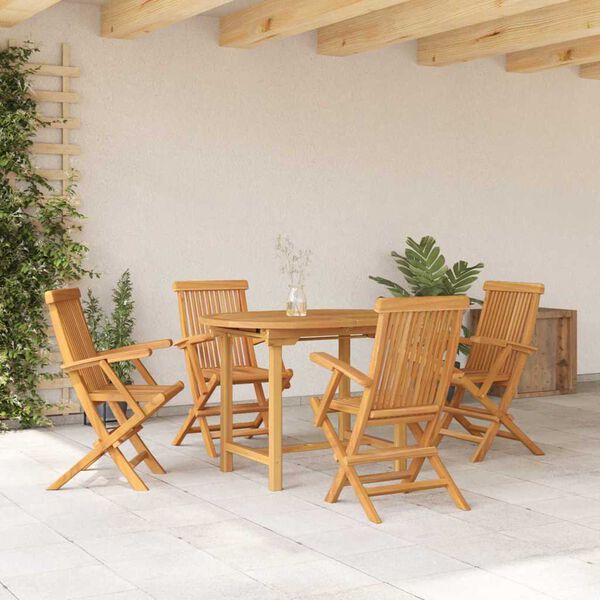 vidaXL Garden Dining Set 5 pcs Brown Solid teak wood
