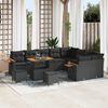 vidaXL Garden Sofa Set with Cushion with Storage Black Poly rattan