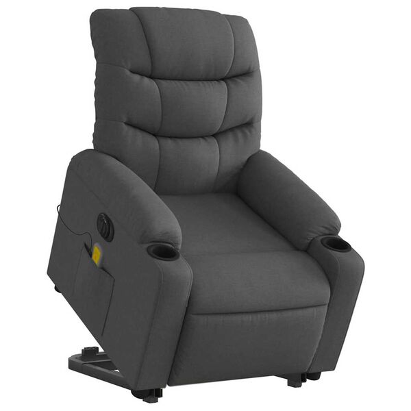 vidaXL Electric Stand up Massage Recliner Chair Dark Grey Fabric
