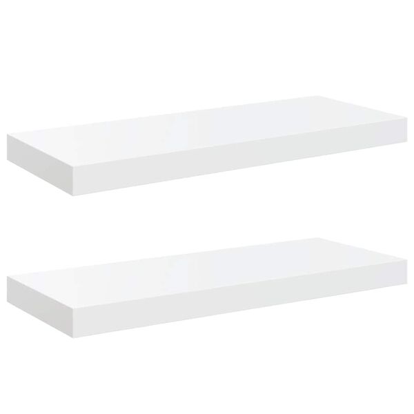 vidaXL Floating Wall Shelves 2 pcs High Gloss White 60x23.5x3.8 cm MDF