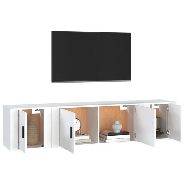 vidaXL 3 Piece TV Cabinet Set White Engineered Wood