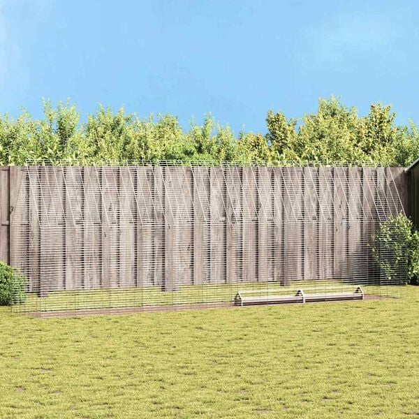 vidaXL Chicken Cage 2 pcs Silver 600 x 100 x 210 cm Galvanised Steel