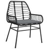 vidaXL 3 Piece Garden Dining Set with Cushions Black Poly Rattan Glass