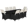 vidaXL 9 Piece Garden Bistro Set with Cushions Black Poly Rattan