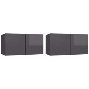 vidaXL TV Cabinet | Set of 2 | High gloss grey | Engineered wood | Medium