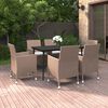 vidaXL 7 Piece Garden Dining Set with Cushions Poly Rattan and Glass