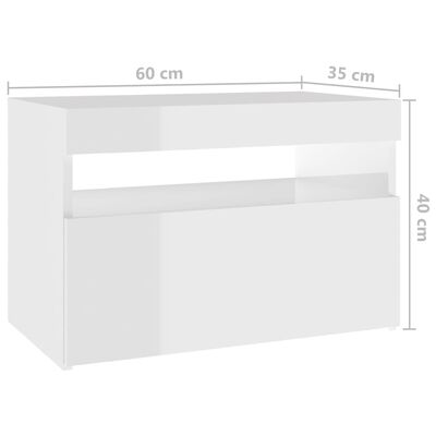 vidaXL TV Cabinets with LED Lights 2 pcs High Gloss White 60x35x40 cm