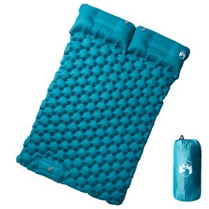 vidaXL Self Inflating Camping Mattress with Pillows 2-Person Blue