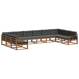 vidaXL Outdoor Sofa Set 10 pcs Natural and Anthracite