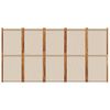 vidaXL 5-Panel Room Divider Taupe 350x180 cm