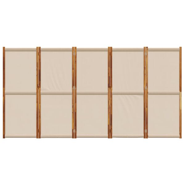 vidaXL 5-Panel Room Divider Taupe 350x180 cm