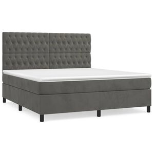vidaXL Box Spring Bed with Mattress Dark Grey 153x203 cm Queen Size Velvet