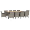 vidaXL 11 Piece Garden Dining Set with Cushions Grey Poly Rattan