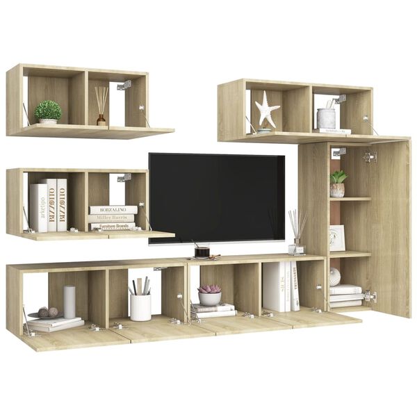 vidaXL 6 Piece TV Cabinet Set Sonoma Oak Engineered Wood