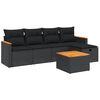 vidaXL 6 Piece Garden Sofa Set with Cushions Black Poly Rattan