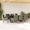 vidaXL 9 Piece Garden Dining Set with Cushions Grey Poly Rattan