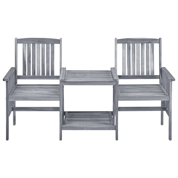 vidaXL Garden Chairs with Tea Table and Cushions Solid Acacia Wood