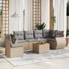 vidaXL 7 Piece Garden Sofa Set with Cushions Beige Poly Rattan