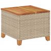 vidaXL Garden Table Beige 45x45x37 cm Poly Rattan Acacia Wood