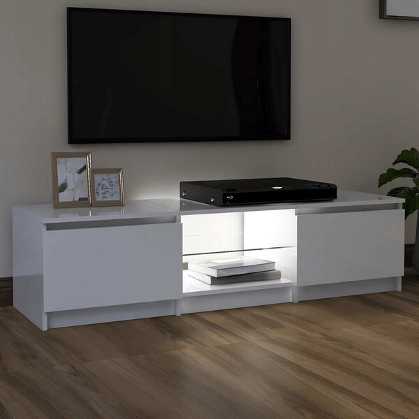 vidaXL TV Cabinet with LED Lights High Gloss White 140x40x36 cm