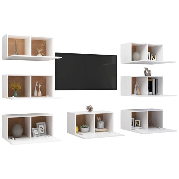 vidaXL TV Cabinets 7 pcs White 30.5x30x60 cm Engineered Wood