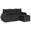 vidaXL 4 Piece Garden Sofa Set with Cushions Black Poly Rattan
