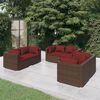 vidaXL 6 Piece Garden Lounge Set with Cushions Poly Rattan Brown