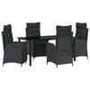 vidaXL Garden Dining Set 5 pcs Black Poly Rattan