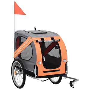 vidaXL Pet Bike Trailer | Orange and Grey | Oxford fabric, Steel