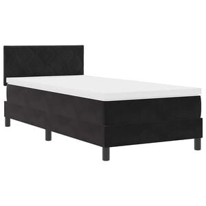 vidaXL Box Spring Bed Black and White 107 x 203 cm Velvet