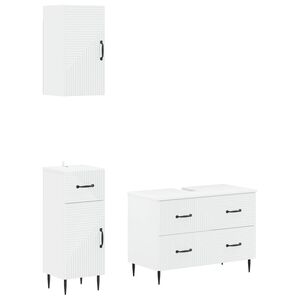vidaXL 3 Piece Bathroom Cabinet Set HAARLEM White Engineered Wood