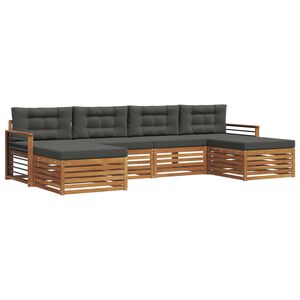 vidaXL Outdoor Sofa Set 6 pcs Natural and Anthracite Solid Acacia Wood