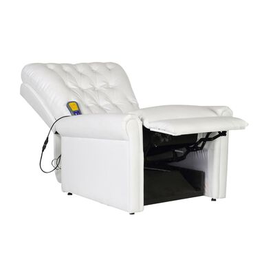 vidaXL Massage Recliner Chair White Faux Leather