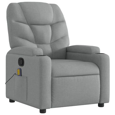 vidaXL Massage Recliner Chair Light Grey Fabric