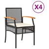 vidaXL Garden Chairs with Cushions 4 pcs Black Poly Rattan Acacia Wood