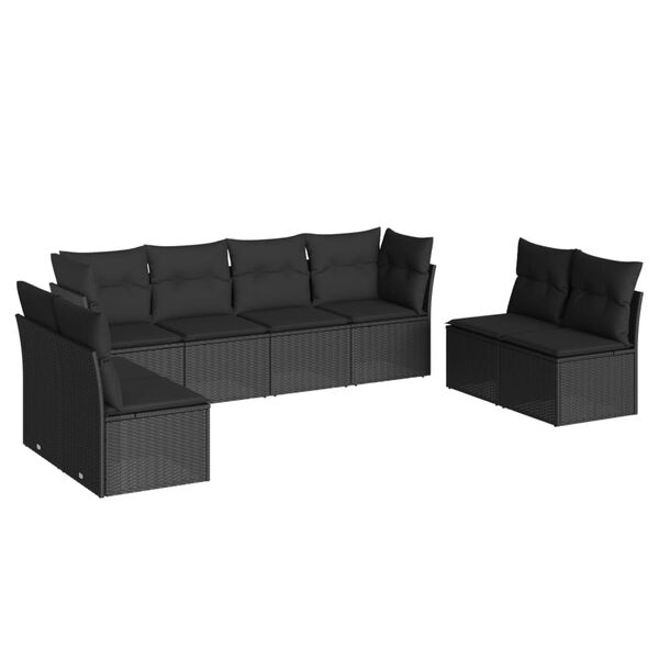 vidaXL 8 Piece Garden Sofa Set with Cushions Black Poly Rattan