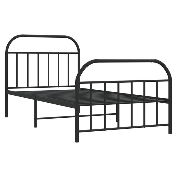 vidaXL Metal Bed Frame without Mattress with Footboard Black 107x203cm