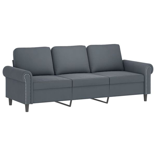 vidaXL 3-Seater Sofa with Footstool Dark Grey 180 cm Velvet