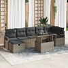 vidaXL Garden Sofa Set with Cushion 8 pcs Grey Poly rattan