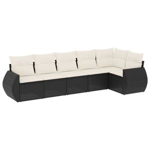 vidaXL 6 Piece Garden Sofa Set with Cushions Black Poly Rattan