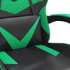 vidaXL Swivel Gaming Chair with Footrest Black&Green Faux Leather